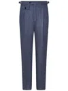 Franzese Collection Tailored Blue Australis Denim Super 150s Merino Wool Trousers In Blue