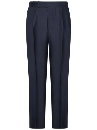 Franzese Collection Tailored Capri Model Trousers In Loro Piana Fabric In Black
