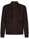 Franzese Collection Tailored Dark Brown Suede Bomber Jacket In Brown
