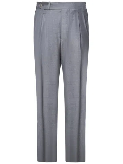 Franzese Collection Tailored Grey Trousers With Subtle Pleat In Gray