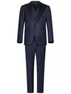 Franzese Collection Three-piece Tailored Tuxedo Suit In Blue In Animal Print