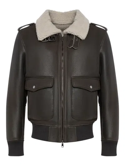 Franzese Collection Tom Cruise Fur Collar Leather Jacket In Brown