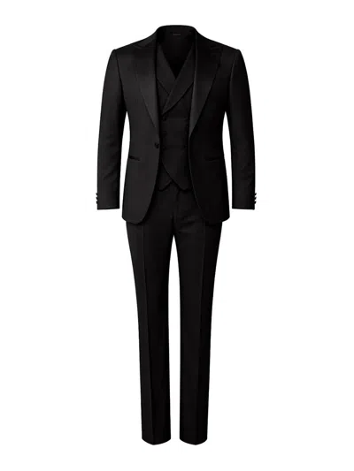 Franzese Collection Beckham Model Tuxedo Suit In Black