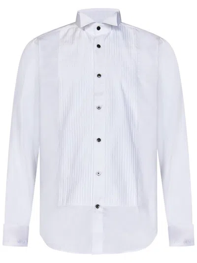 Franzese Collection Tuxedo-style White Shirt With Exquisite Embroidery