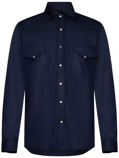 Franzese Collection Virgin Wool Shirt In Blue