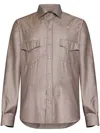 Franzese Collection Tailored Beige Western Shirt With Classic Design In Brown