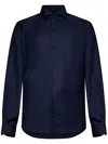 Franzese Collection Pronta Sartoria Long-sleeve Blue Shirt In Loro Piana Fabric In Blue