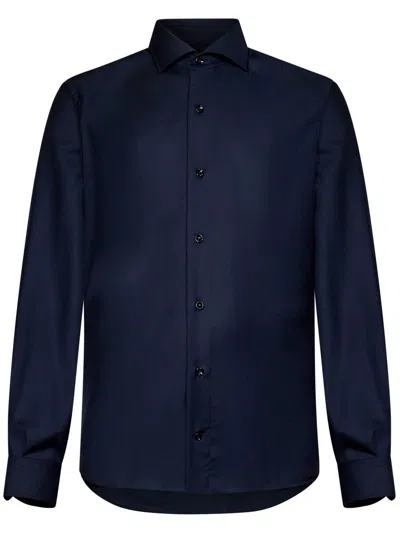 Franzese Collection Virigin Wool Shirt In Blue