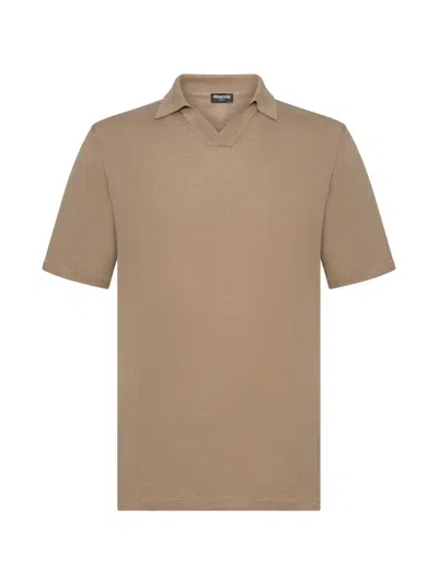 Franzese Collection V-neck Ribbed T-shirt In Neutral