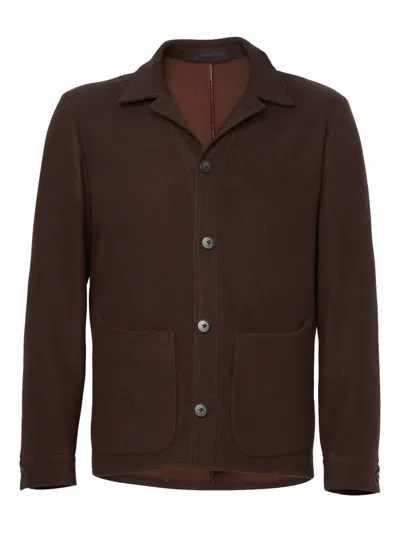 Franzese Collection Wool Overshirt In Brown