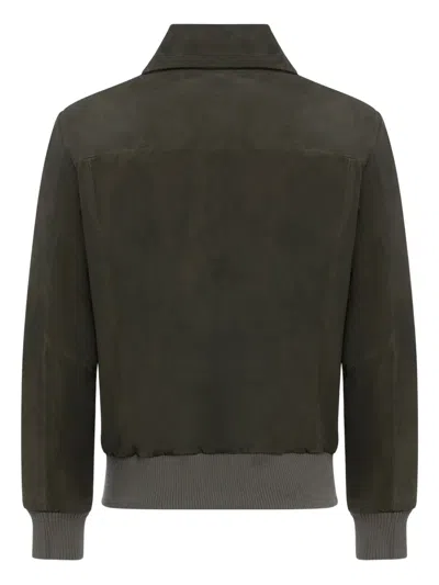 Franzese Collection Zip Leather Jacket In Green