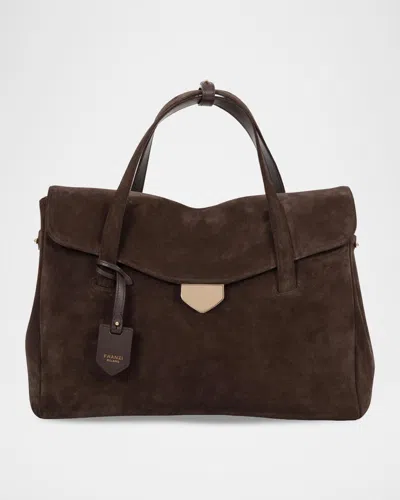 Franzi Virginia Soft Suede Day Bag In Ebony