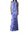 Frascara 3d Petal Fit And Flare Gown In Lavender In Blue
