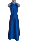 Frascara Halter Silk Wool Gown In Saphire Blue In Blue
