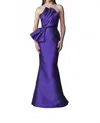 Frascara Strapless Mother Of The Bride Silk Wool Gown In Ultra Violet In Multi