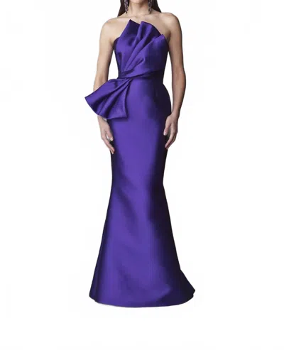Frascara Strapless Mother Of The Bride Silk Wool Gown In Ultra Violet In Multi