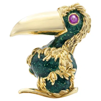 Pre-owned Frascarolo Vintage 1970s  Tucan Brooch With Ruby In Multi