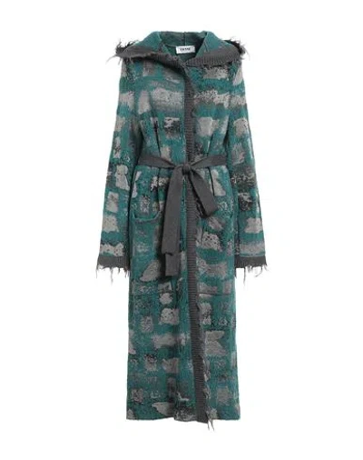 Frase Francesca Severi Woman Overcoat & Trench Coat Deep Teal Size 6 Virgin Wool, Polyamide, Viscose In Green