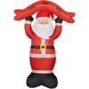 Fraser Farm Hill 10ft Inflatable Santa Holding Hohoho Sign With Lights In Red