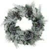 Fraser Farm Hill 24" Mixed Pine/pinecone Snowy Wreath In Green