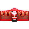 Fraser Farm Hill 4ft Inflatable Santa In Reindeer Stable With Lights In Red