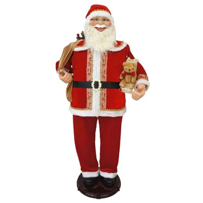 Fraser Farm Hill 58" Santa W/ Toy Sack And Teddy Bear/gift, Dancing/music In Multi