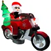 Fraser Farm Hill 7ft Inflatable Santa On Motorcycle W/ Lights In Multi