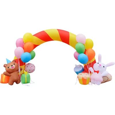 Fraser Farm Hill 8ft Party Arch With Bear & Bunny, With Lights In Multi