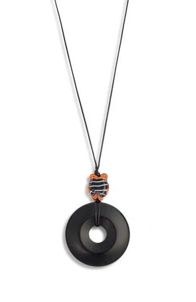 Frasier Sterling Angel Fish Cord Pendant Necklace In Orange