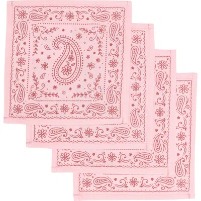 Frasier Sterling Bandana Set Of 4 Cocktail Napkins In Pink