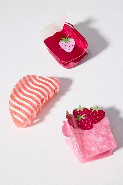 Frasier Sterling Berry Jam Hair Claw Clips, Set Of 3 In Multi