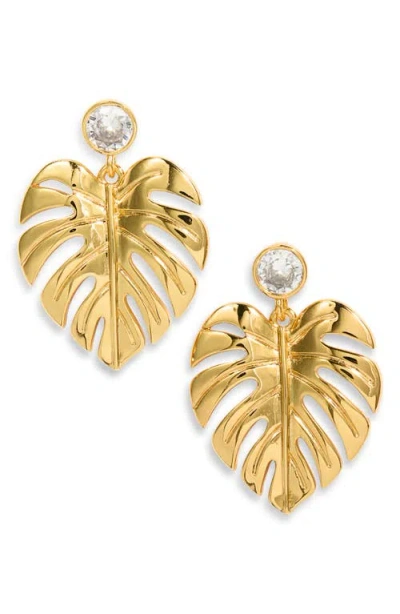 Frasier Sterling Beverly Leaf Statement Drop Earrings In Gold