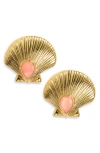 Frasier Sterling Bora Bora Shell Statement Stud Earrings In Gold