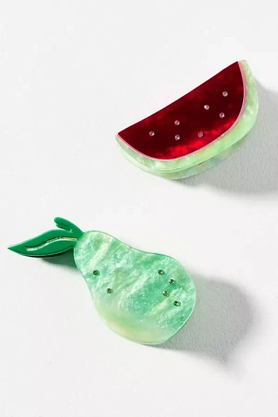Frasier Sterling Cabo Fruit Hair Claw Clips, Set Of 2 In Green