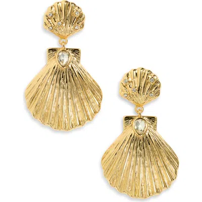 Frasier Sterling Catalina Shell Drop Earrings In Gold