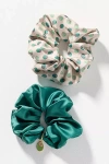 Frasier Sterling Charmed Scrunchies, Set Of 2 In Green
