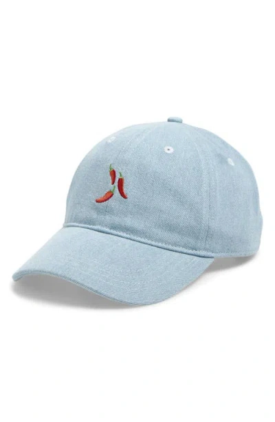 Frasier Sterling Chili Pepper Cotton Canvas Baseball Cap In Blue