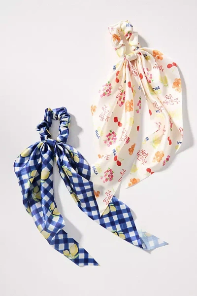 Frasier Sterling Ciao Bella Printed Satin Hair Scarf Scrunchies, Set Of 2