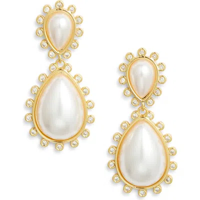 Frasier Sterling Copenhagen Faux Pearl Drop Earrings In Gold