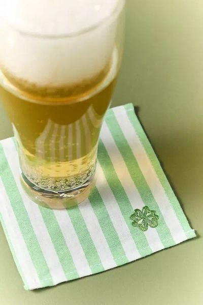 Frasier Sterling Cotton Lucky Cocktail Napkins, Set Of 4 In Transparent