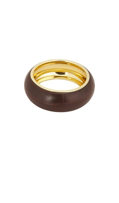 Frasier Sterling Croc Bangle In Espresso