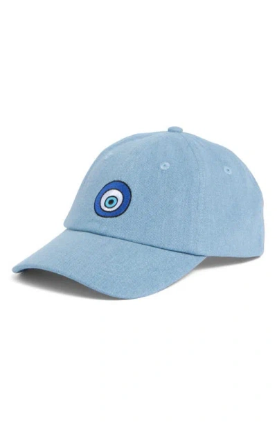 Frasier Sterling Embroidered Evil Eye Baseball Cap In Blue