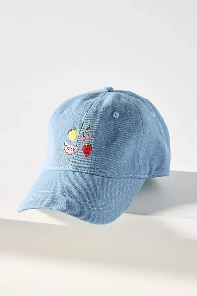Frasier Sterling Embroidered Fruit Baseball Cap In Blue