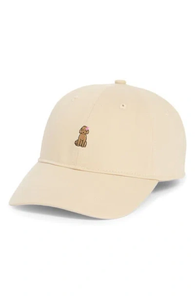 Frasier Sterling Embroidered Island Pup Canvas Adjustable Baseball Cap In Neutral