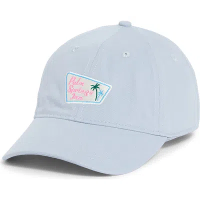 Frasier Sterling Embroidered Palm Spring Inn Canvas Adjustable Baseball Cap In Blue