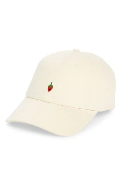 Frasier Sterling Embroidered Strawberry Baseball Cap In White
