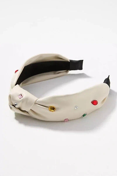 Frasier Sterling Faux-leather Gem Headband In White