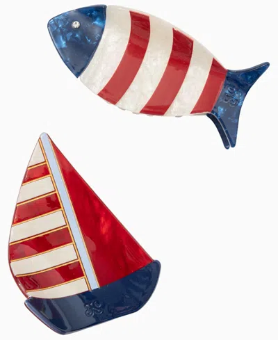 Frasier Sterling Fish And Sailboat Hair Claw Clip, 2-piece Set In Multi