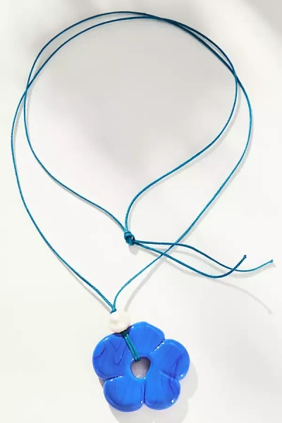 Frasier Sterling Floral Pendant Necklace In Blue