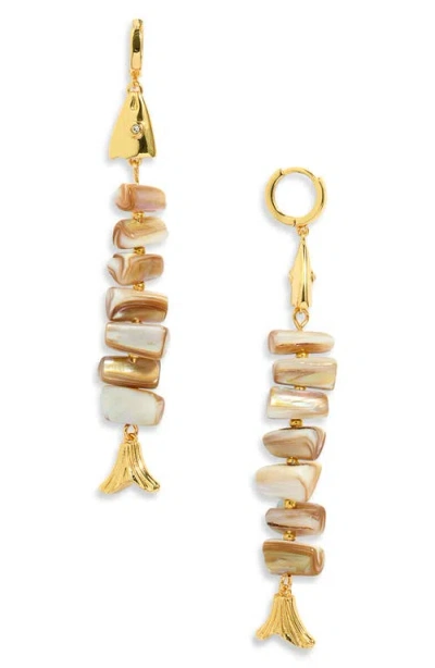 Frasier Sterling Fresh Catch Fish Linear Drop Earrings In Gold